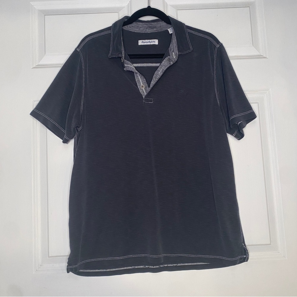 Tommy Bahama Faded Black Color Short Sleeve Polo Shirt Size Large